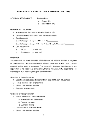 ENT300 - about individual assignment - 1 EXECUTIVE SUMMARY As we all ...