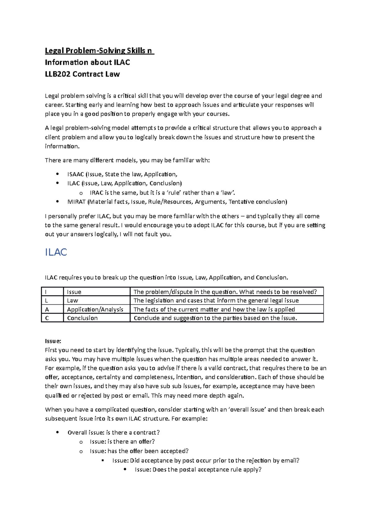 Learn Legal problem solving (ILAC) method - Legal Problem-Solving ...