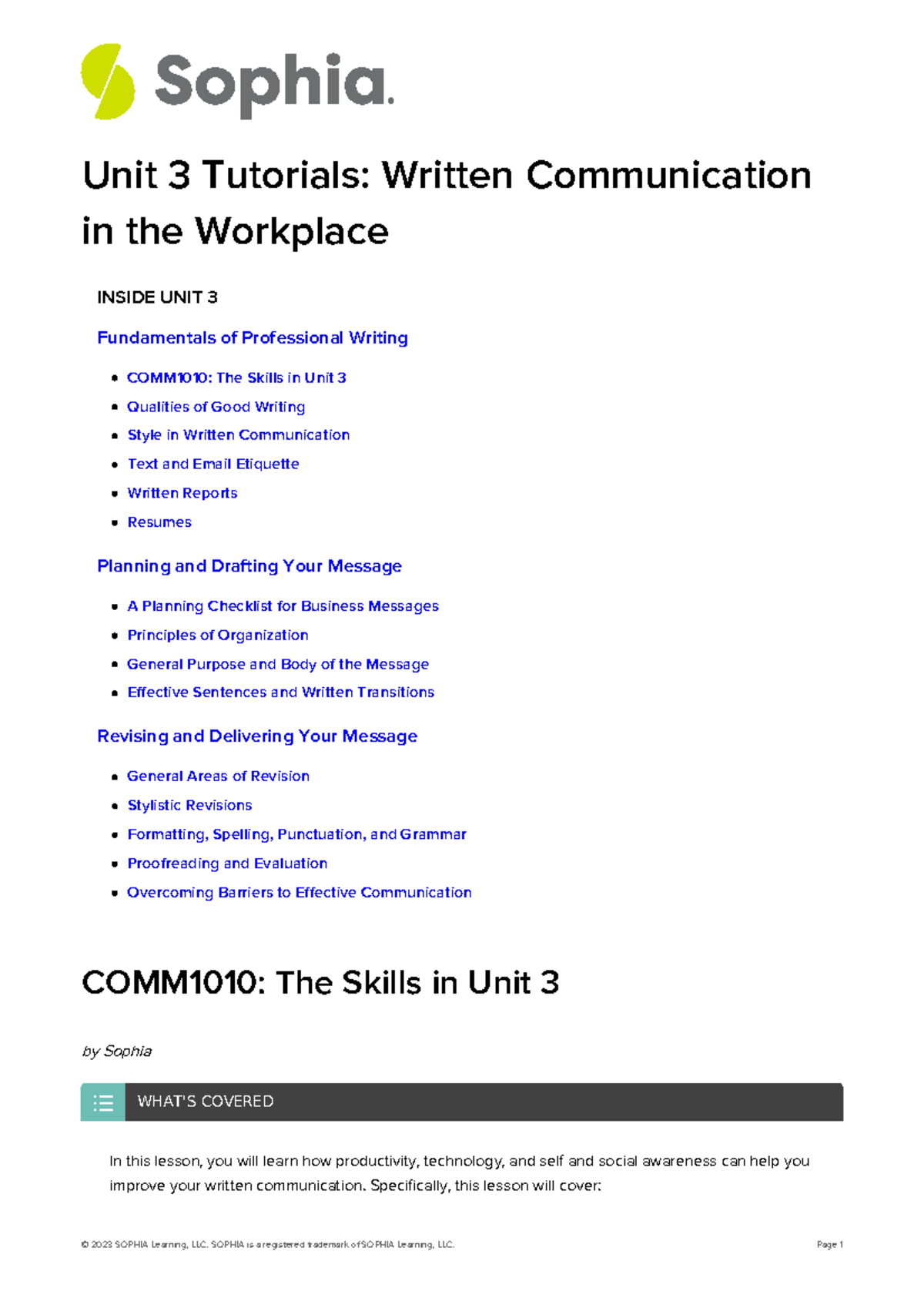 Unit 3 Tutorials Written Communication In The Workplace - Unit 3 ...