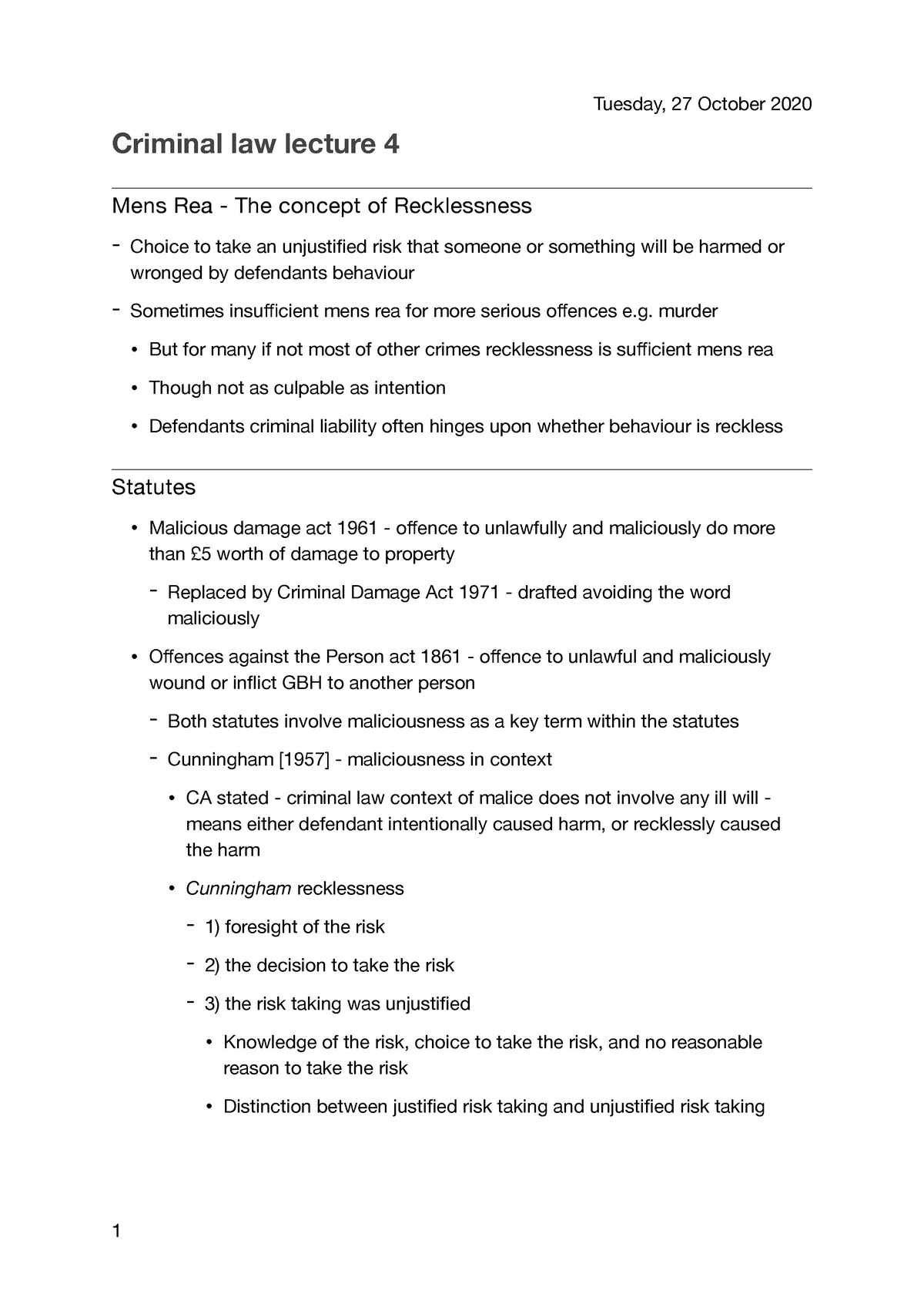 lecture-4-recklessness-criminal-law-lecture-4-mens-rea-the