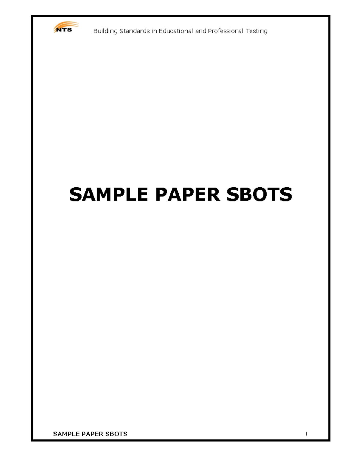 Sample Paper Sbots - Banking notes material - SAMPLE PAPER SBOTS ...