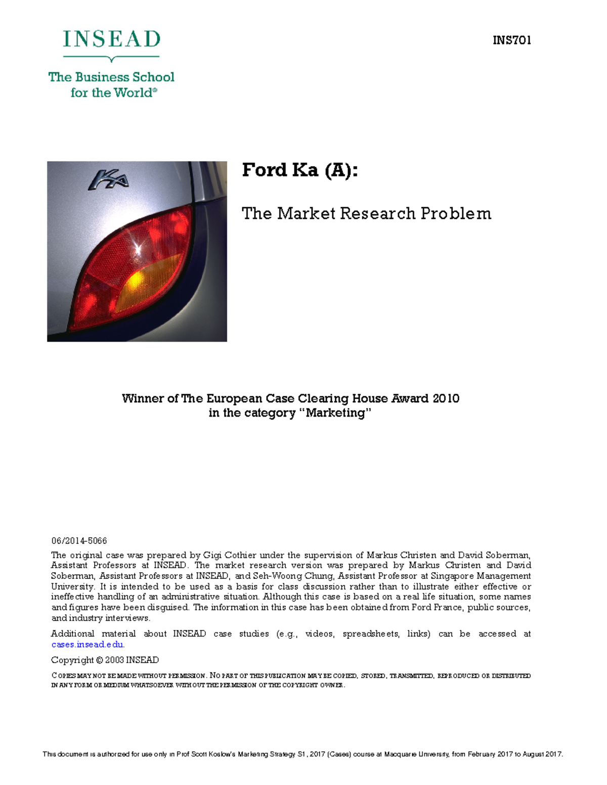 ford ka case study