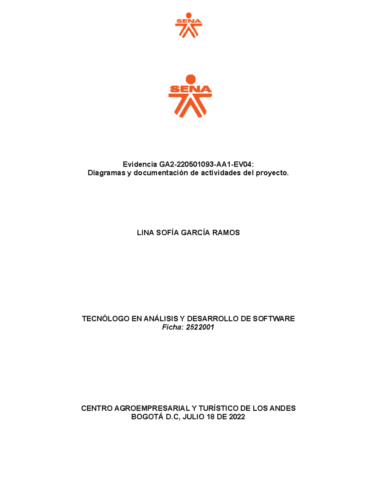 Diagramas y documentación de actividades del proyecto - Evidencia GA2 ...