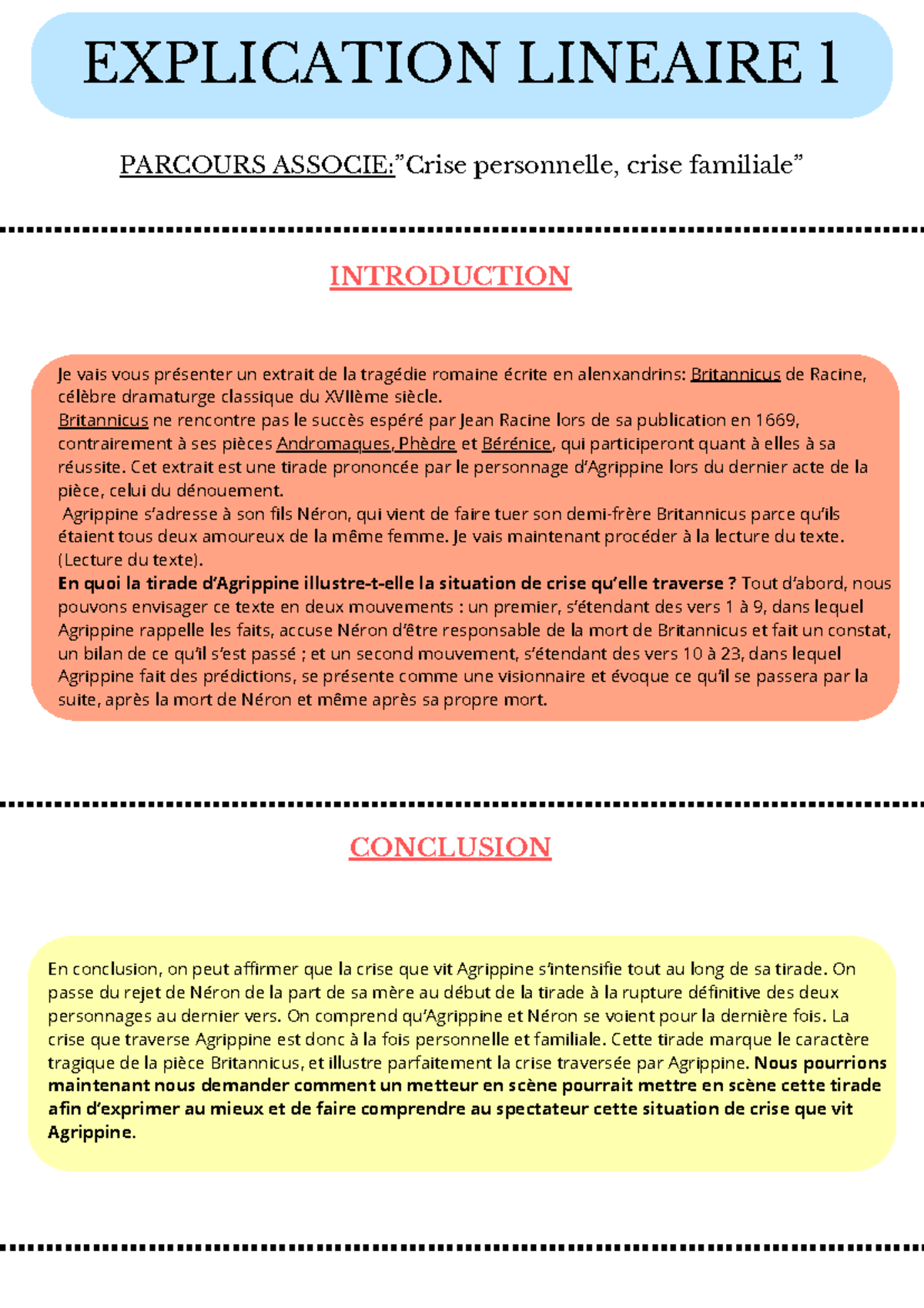 Explication Lineaire 1 - EXPLICATION LINEAIRE 1 PARCOURS ASSOCIE:”Crise ...