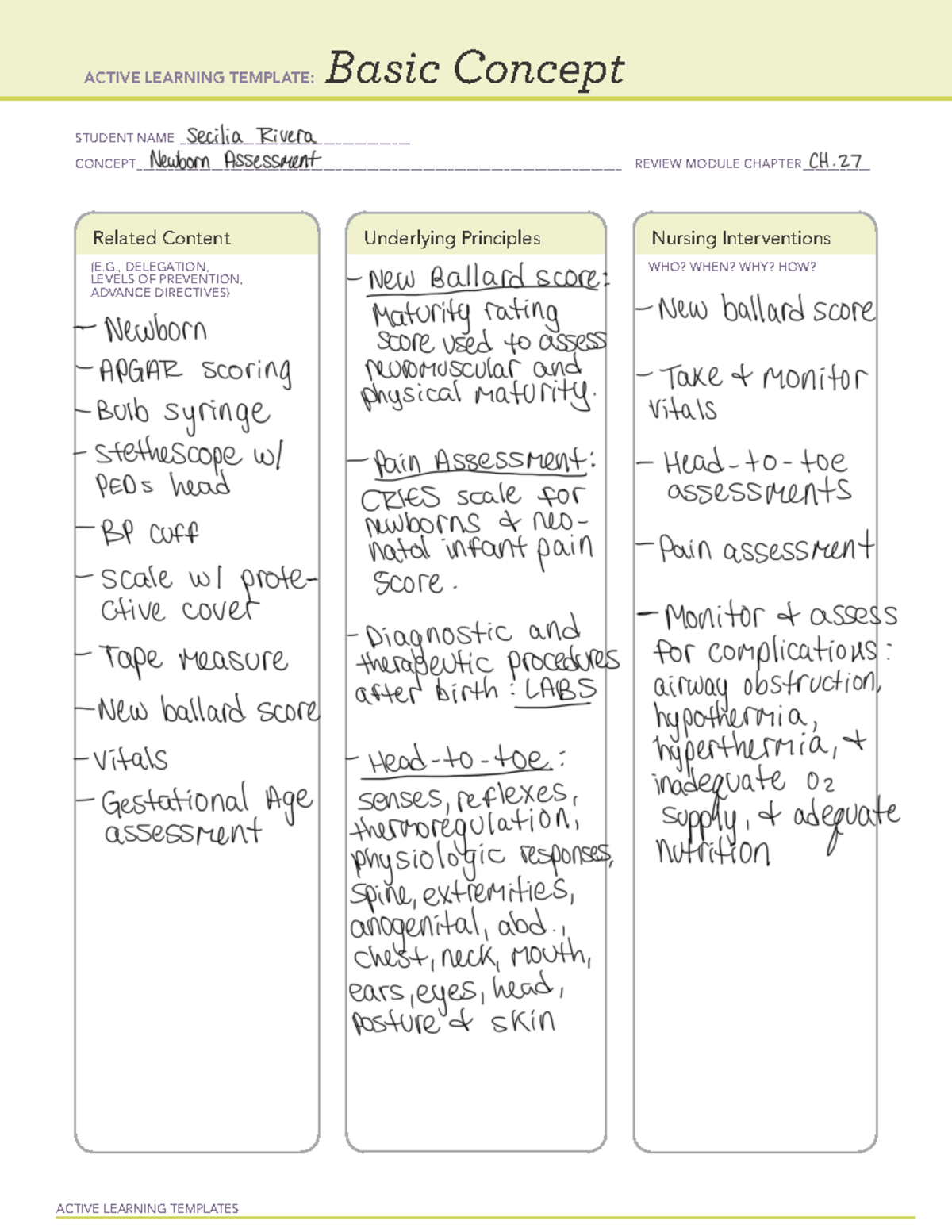 10 remediation ATI templates - Basic Concept STUDENT NAME