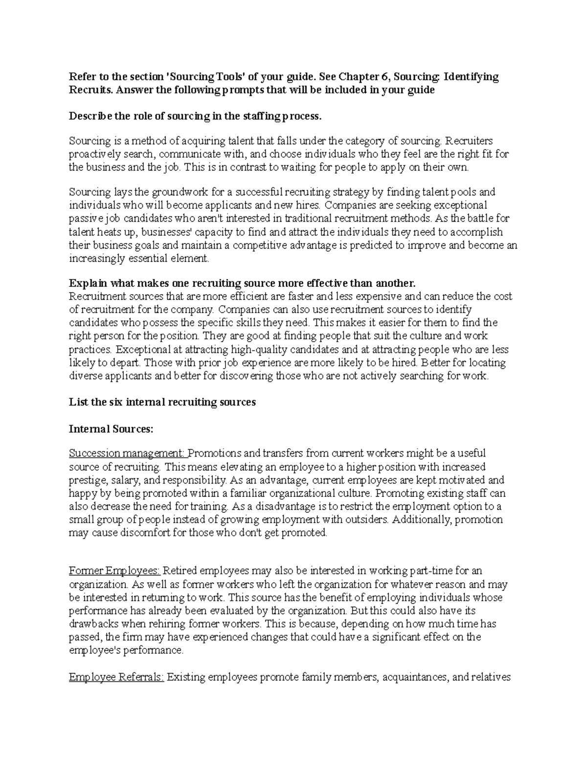 Chapter 6 Recruiter's Guide to Effective Staffing - Identifying ...