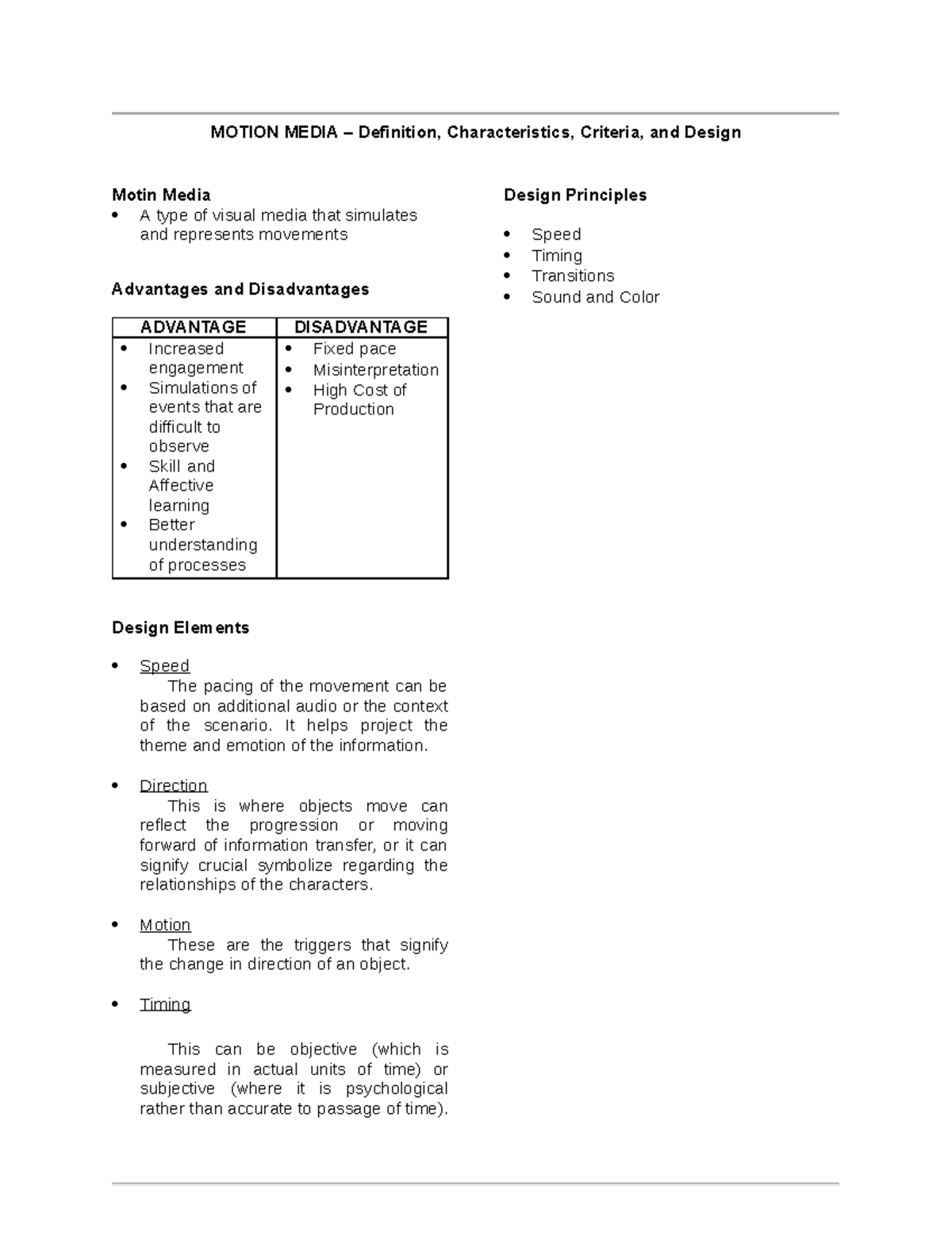 Motion Media MOTION MEDIA Definition, Characteristics, Criteria