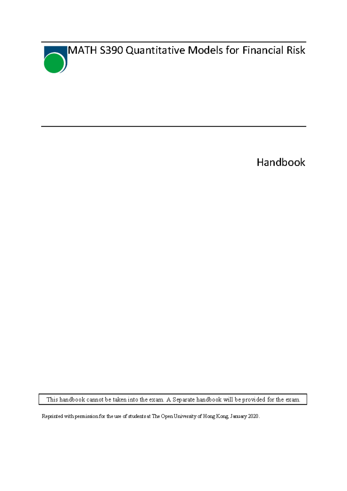 MATH S390 handbook final to students 201 - MATH S390 Quantitative ...