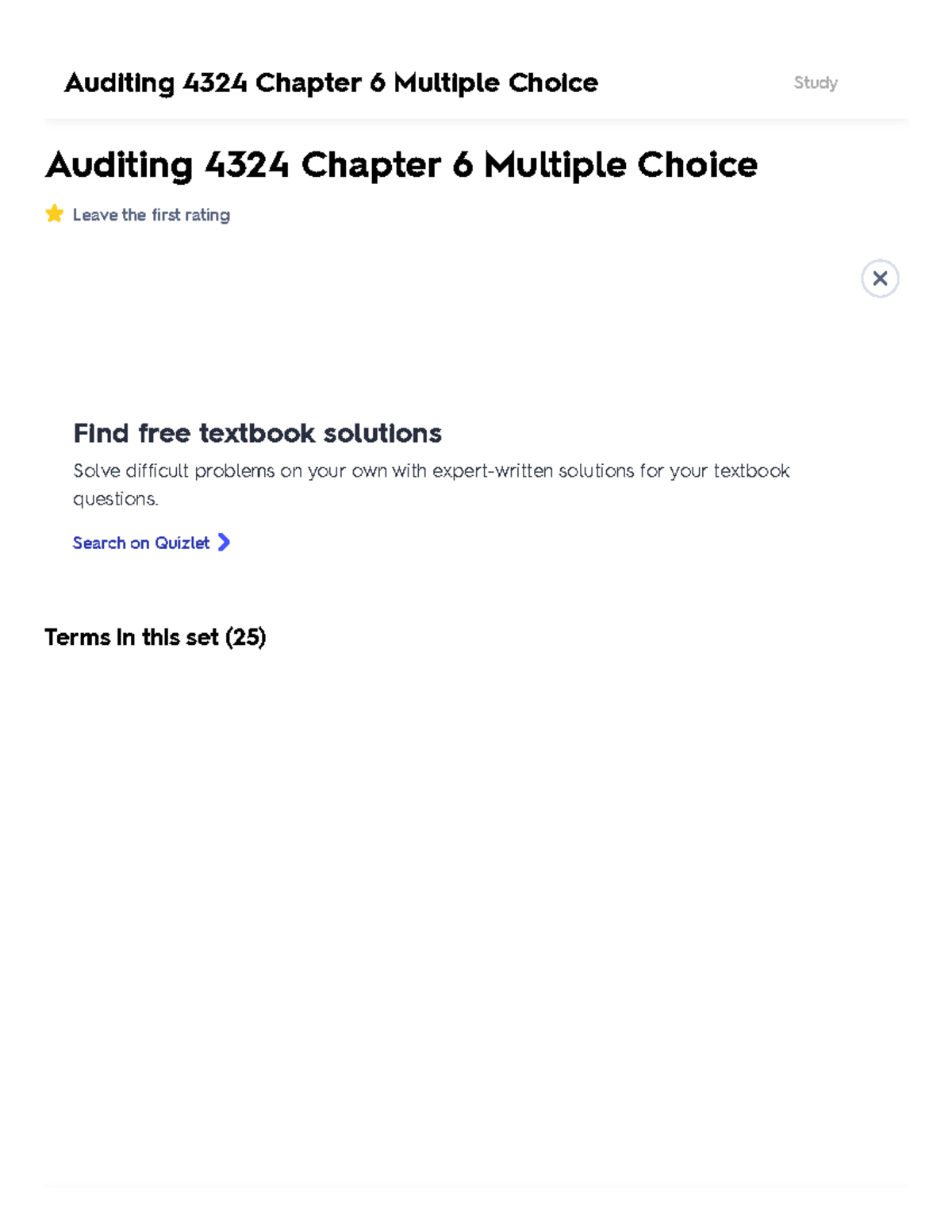 Auditing 4324 Ch A Pter 6 Multiple Choice Fl A Shc A Rds Quizlet ...