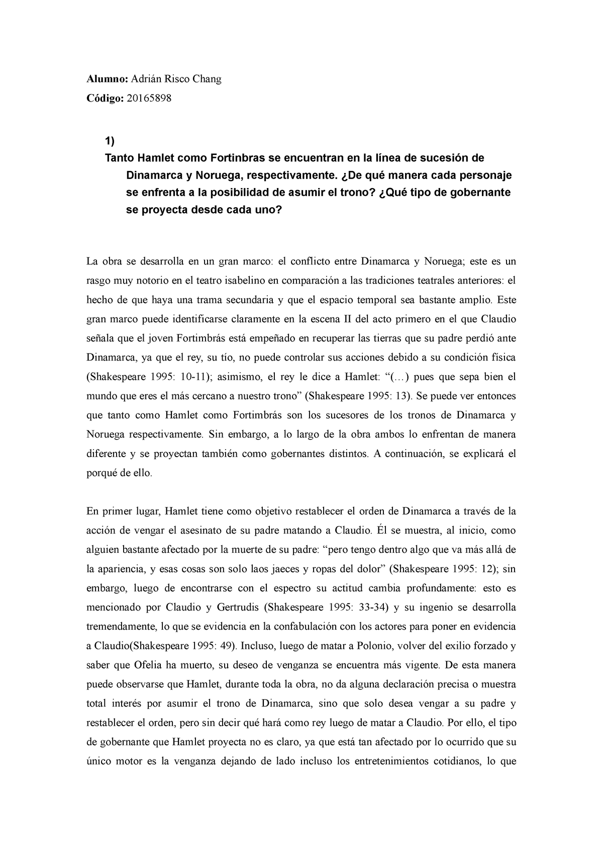 Trabajo 2 relacionado al teatro isabelino - Alumno: Adrián Risco Chang ...