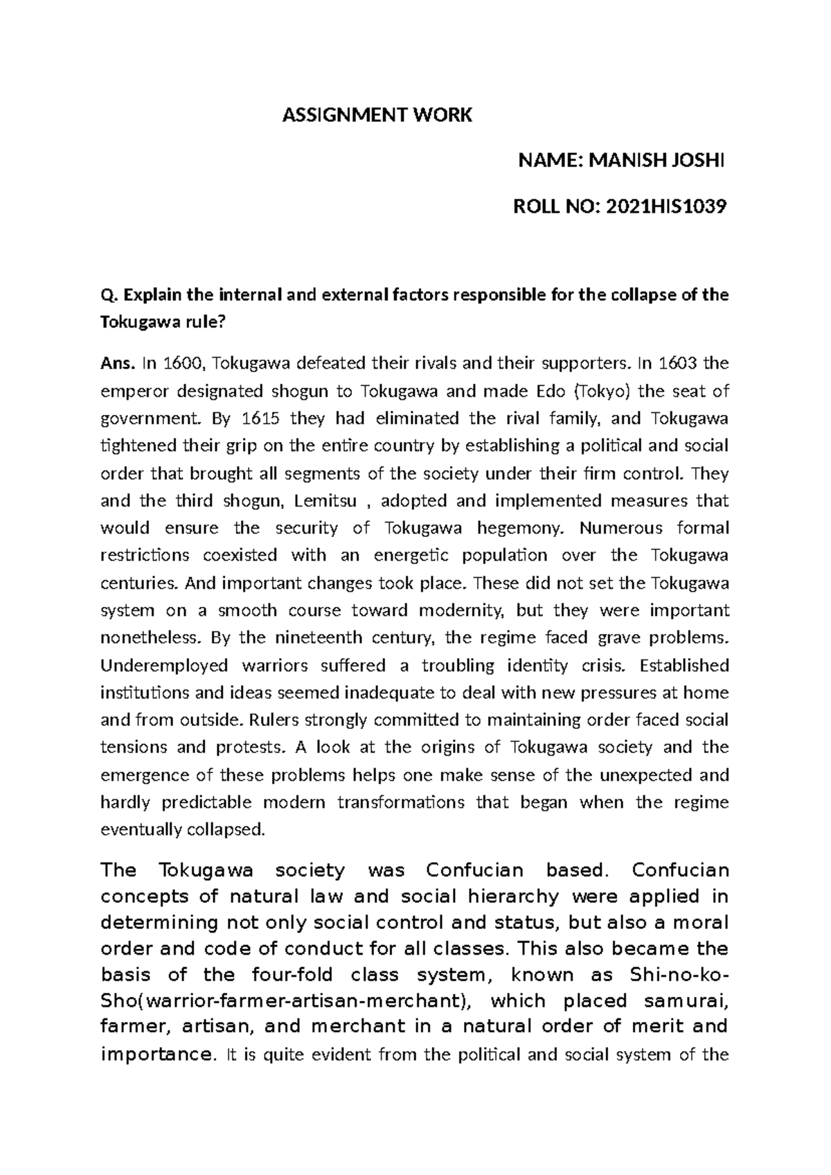 Manish Joshi Japan Assignment - ASSIGNMENT WORK NAME: MANISH JOSHI ROLL ...