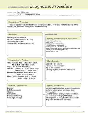 hemoglobin and hematocrit levels ati