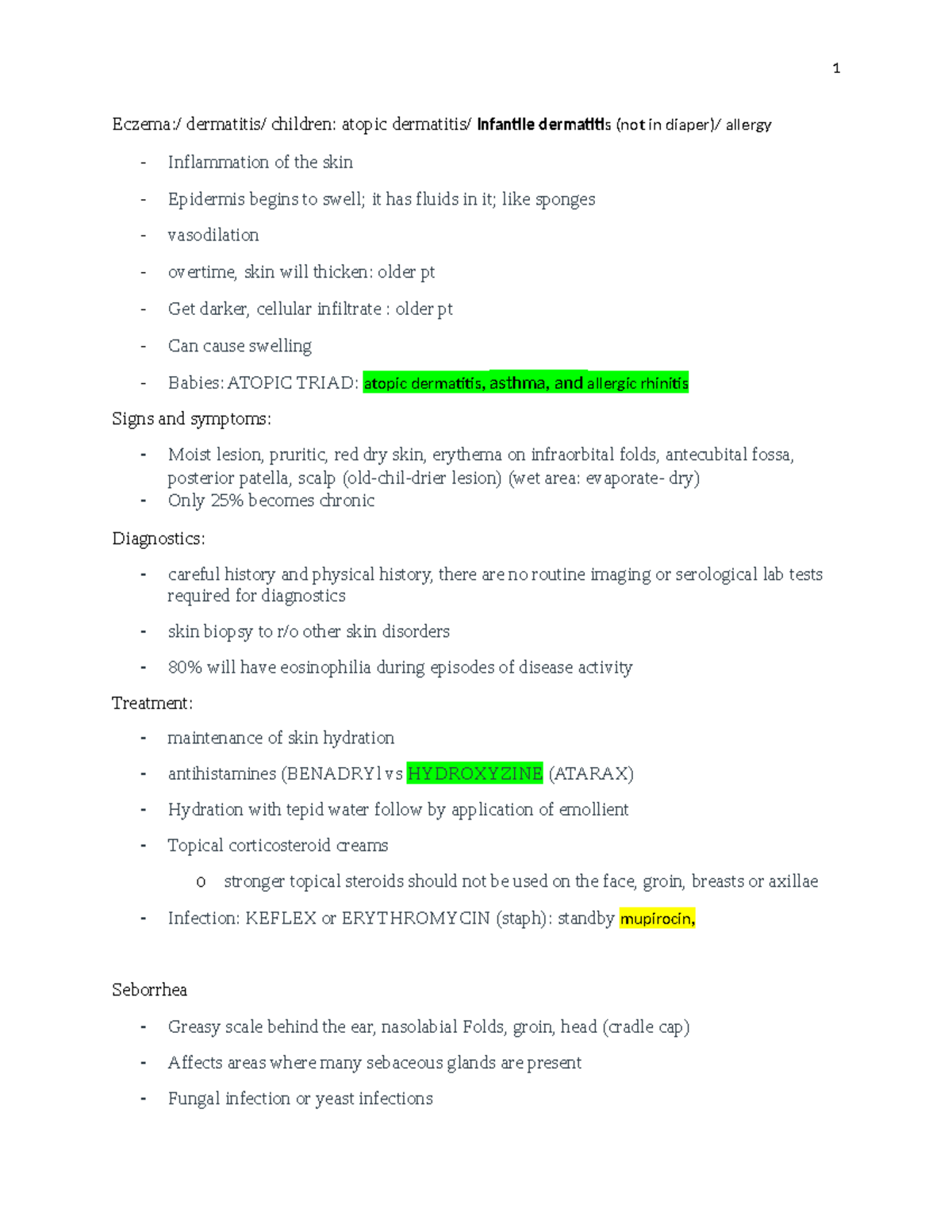 6 Dermatologic Study Guide - Eczema:/ dermatitis/ children: atopic ...
