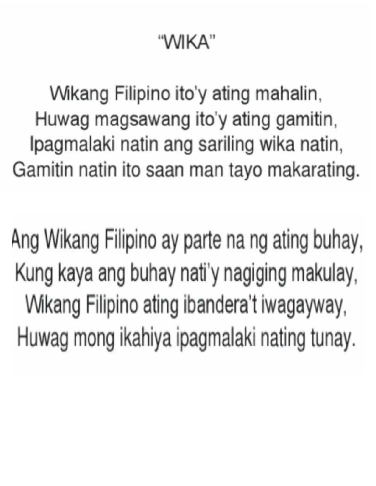 Tula -wika - IT FOCUSES ON WRITING A TULA - Wikang Filipino ating ...