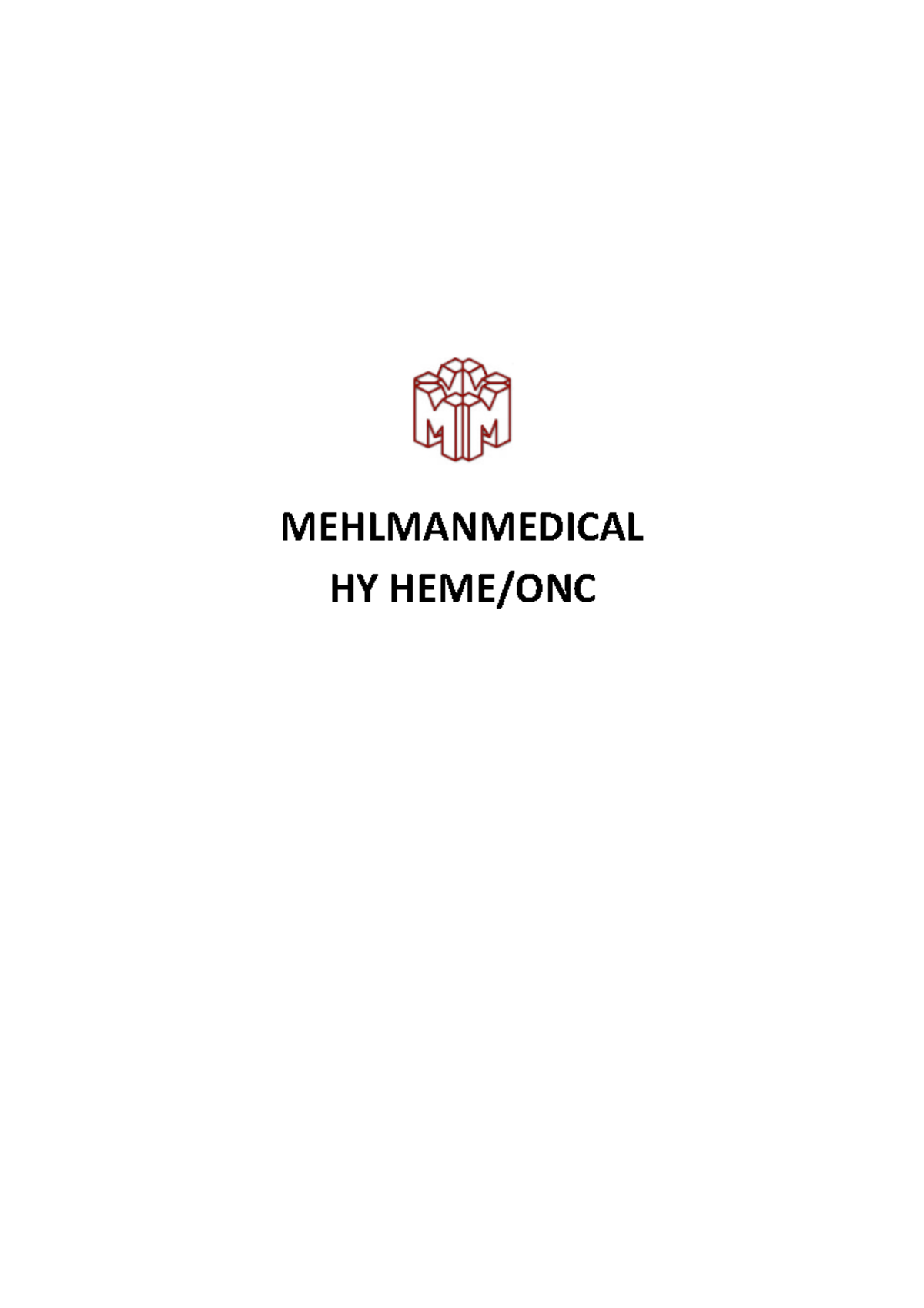 HY Heme Onc - good notes - MEHLMANMEDICAL HY HEME/ONC YouTube ...