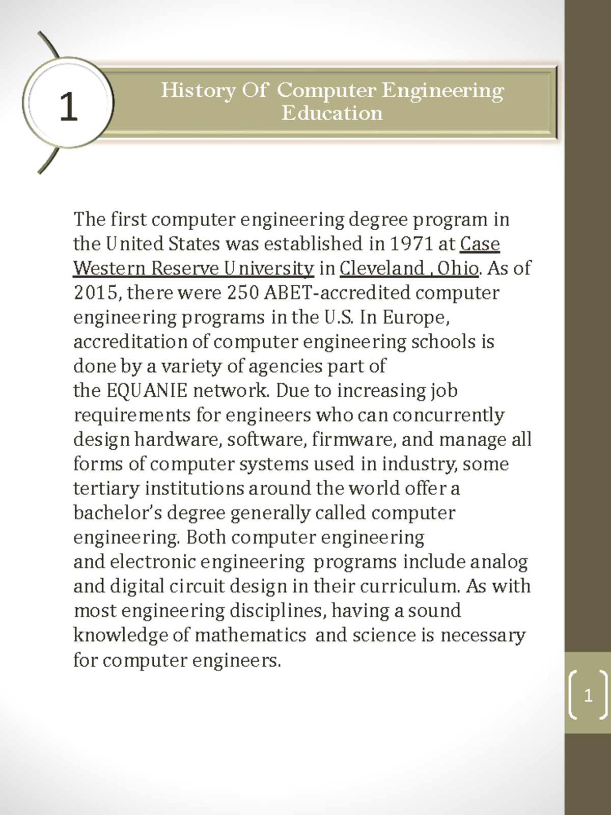 ICT Project Group 5 History Of Computer Engineering 1 Education The