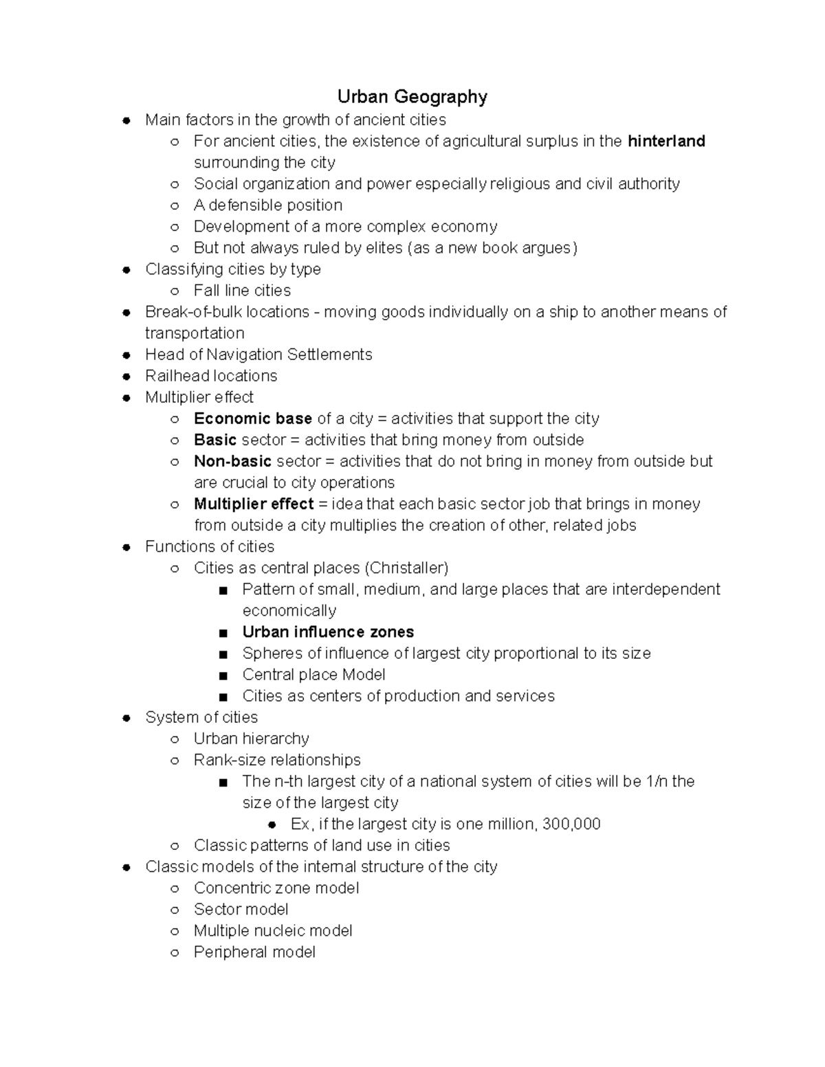 11 upload for free acess Urban Geography Main factors in the growth