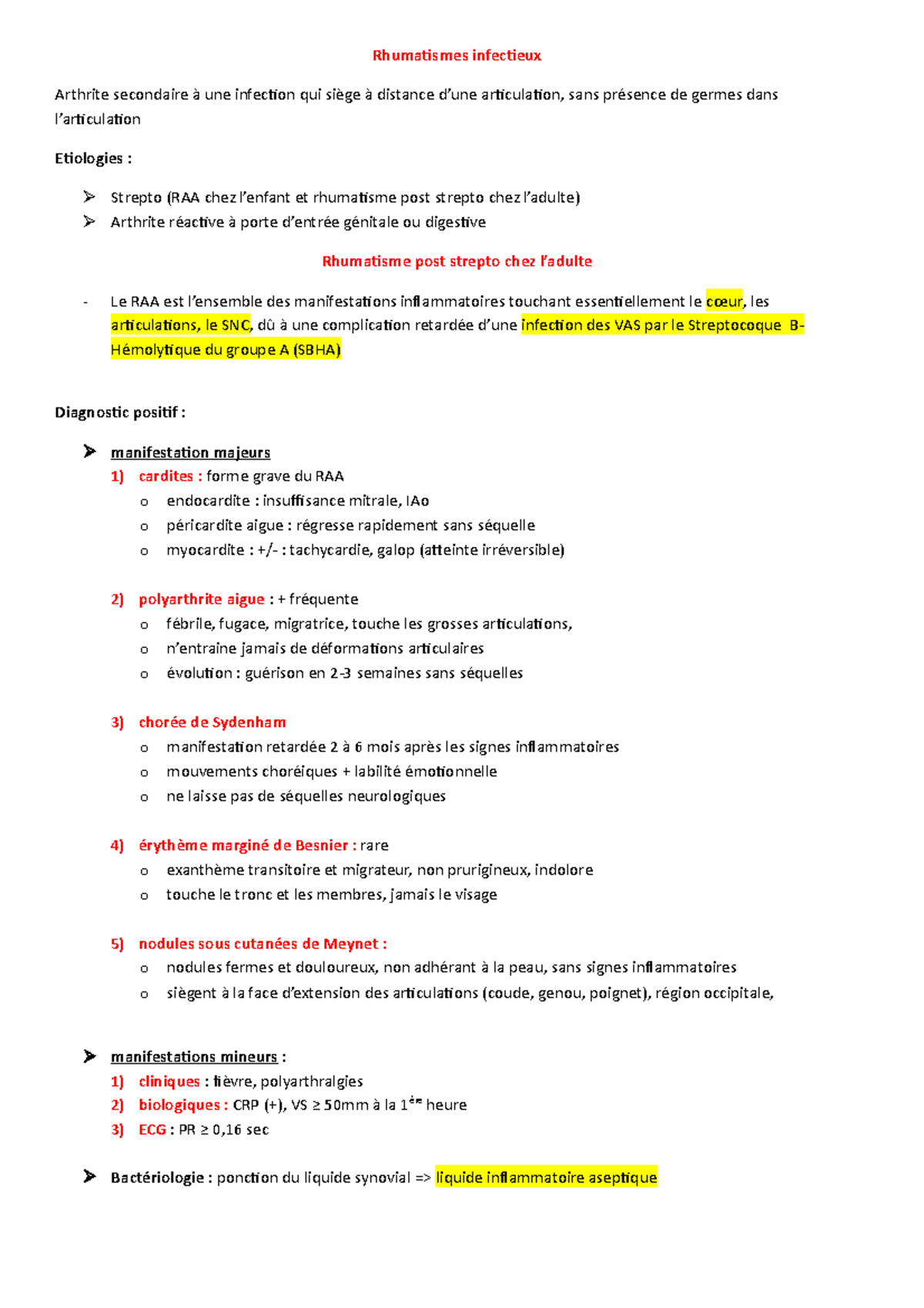 Rhumatismes infectieux - Rhumatismes infectieux Arthrite secondaire à ...