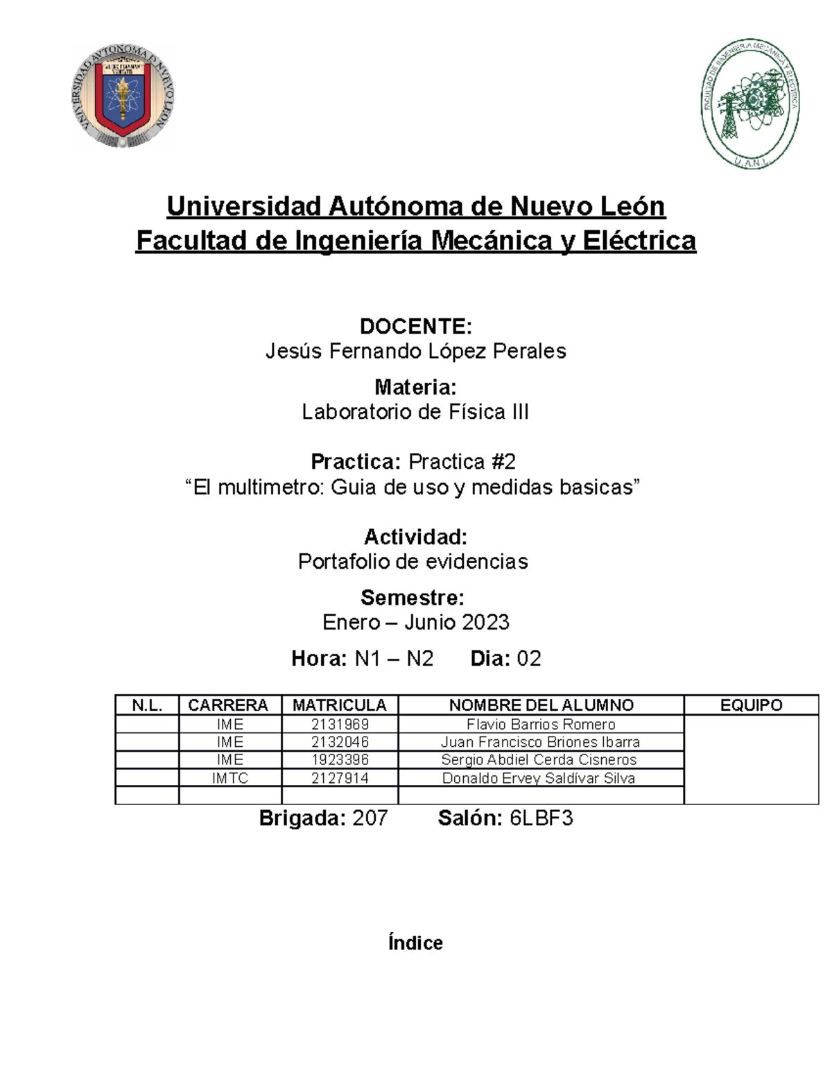 Practica 2 lab - física 3 - Universidad Autónoma de Nuevo León Facultad ...