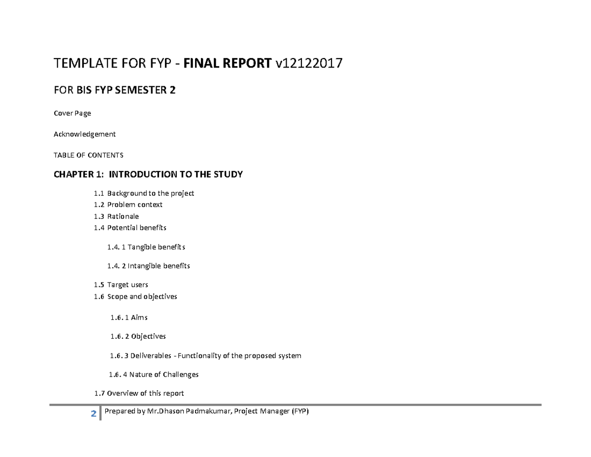 BIS SEM 2 Final - blah blah blah - TEMPLATE FOR FYP - FINAL REPORT v ...