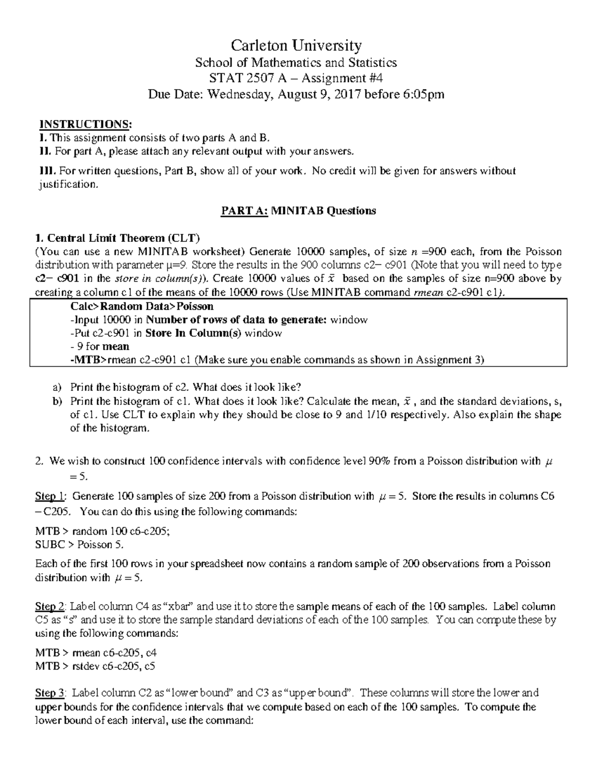 STAT2507 - lecture note - Carleton University School of Mathematics and ...