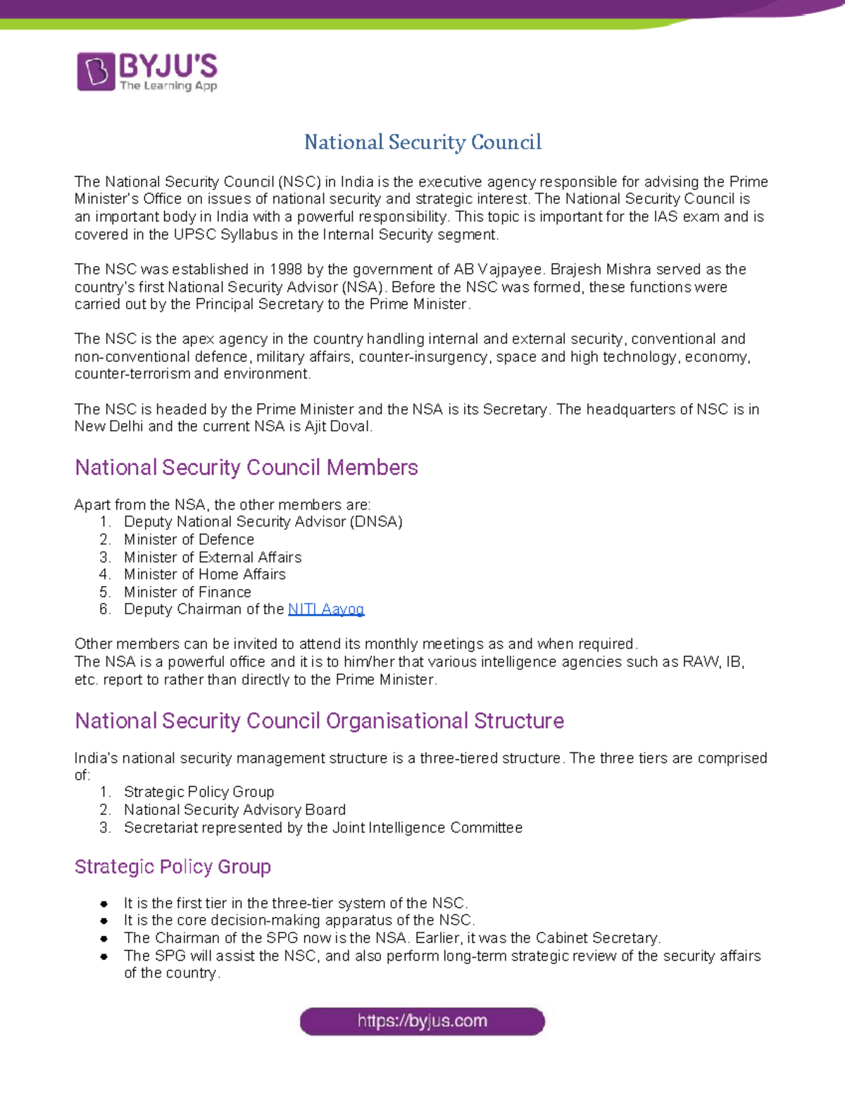 National-Security-Council - National Security Council The National ...