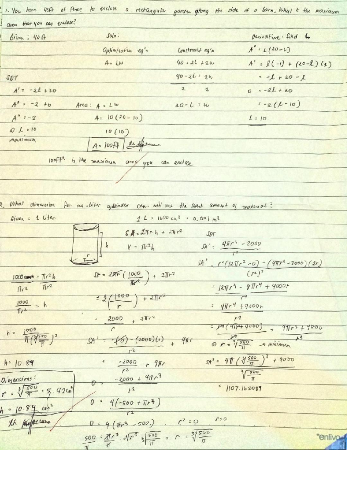 Optimization - Solving for the minimum/maximum of the given - Bachelor ...