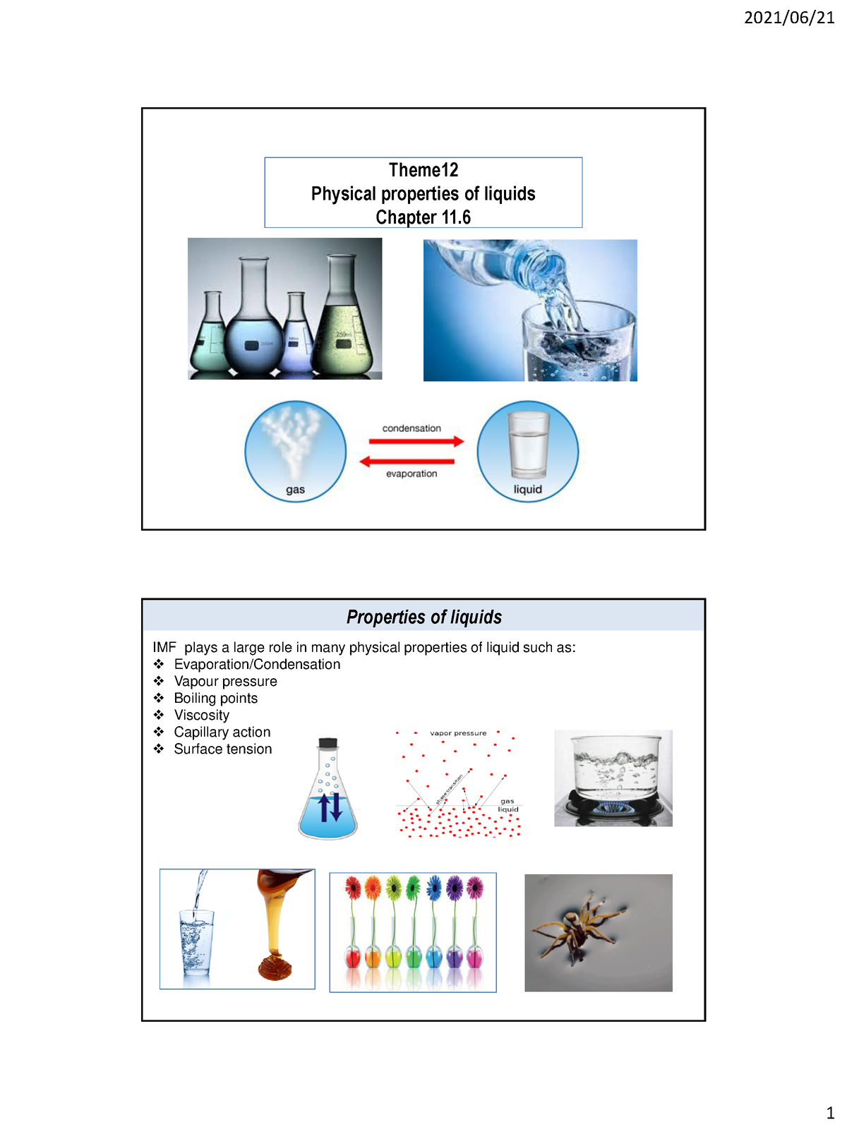 Theme 12 Physical properties of liquids - Theme Physical properties of ...
