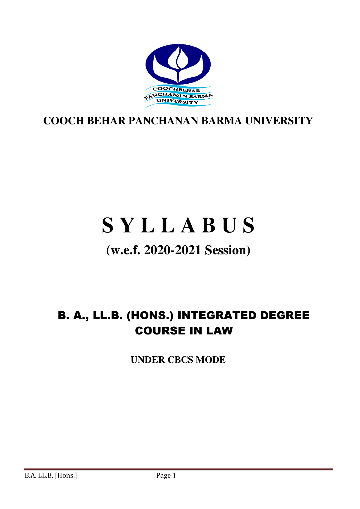 Rectifed FULL Syllabus B.A., LL.B. 5 Yrs(Hons) - COOCH BEHAR PANCHANAN ...