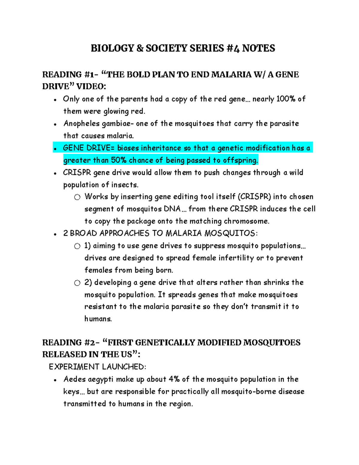 Biology & Society Reading 4 Notes BIOLOGY & SOCIETY SERIES 4 NOTES