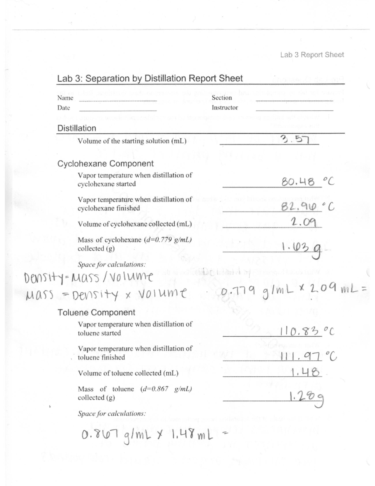 Lab3 - Lab 3 Separation by distillation - CHEM 2423 - Studocu