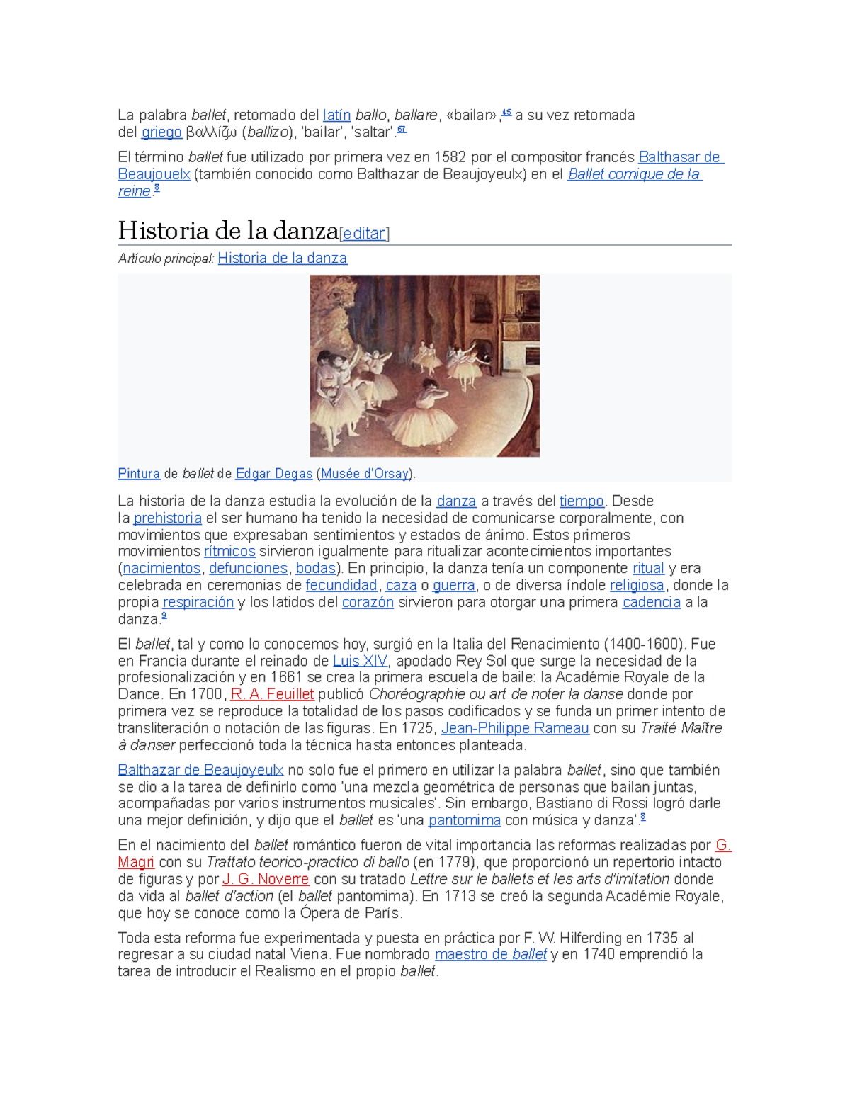 Historia del baile - La palabra ballet, retomado del latín ballo ...
