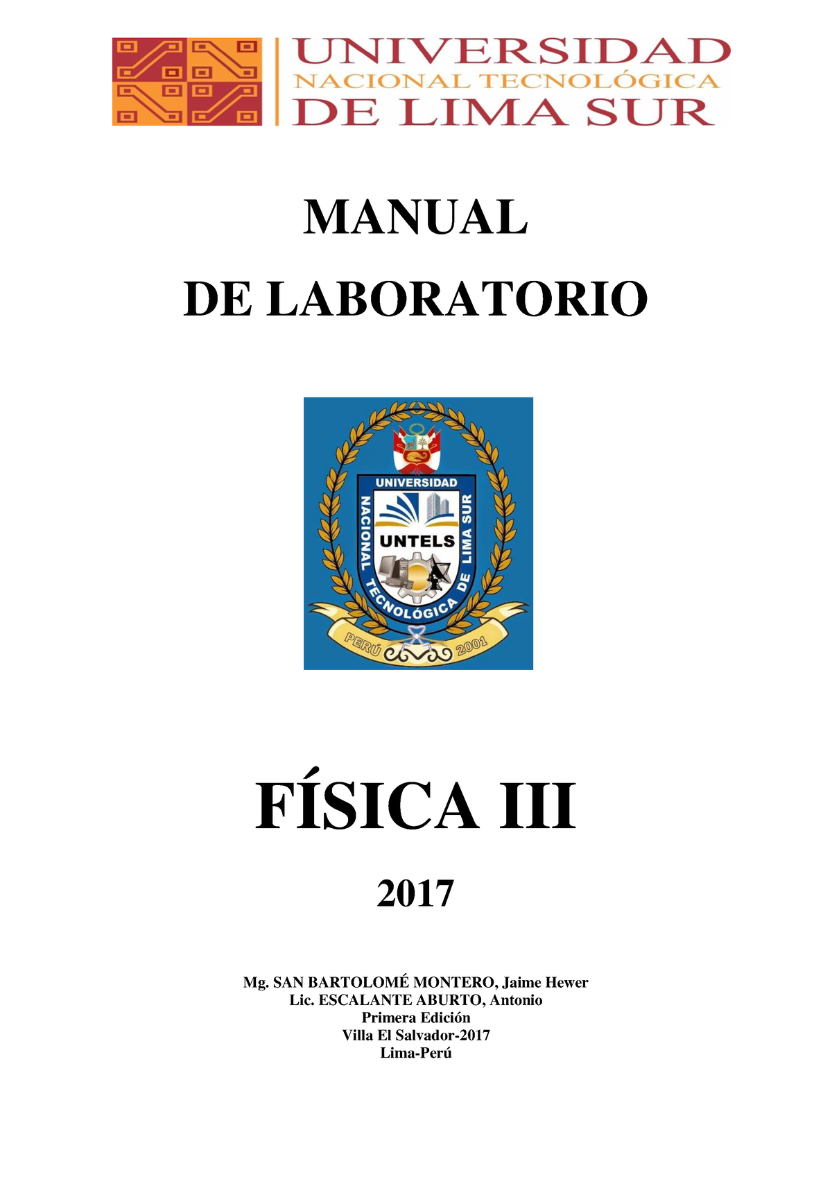 Manual DE Fisica III 2017 - MANUAL DE LABORATORIO FÍSICA III 2017 Mg ...