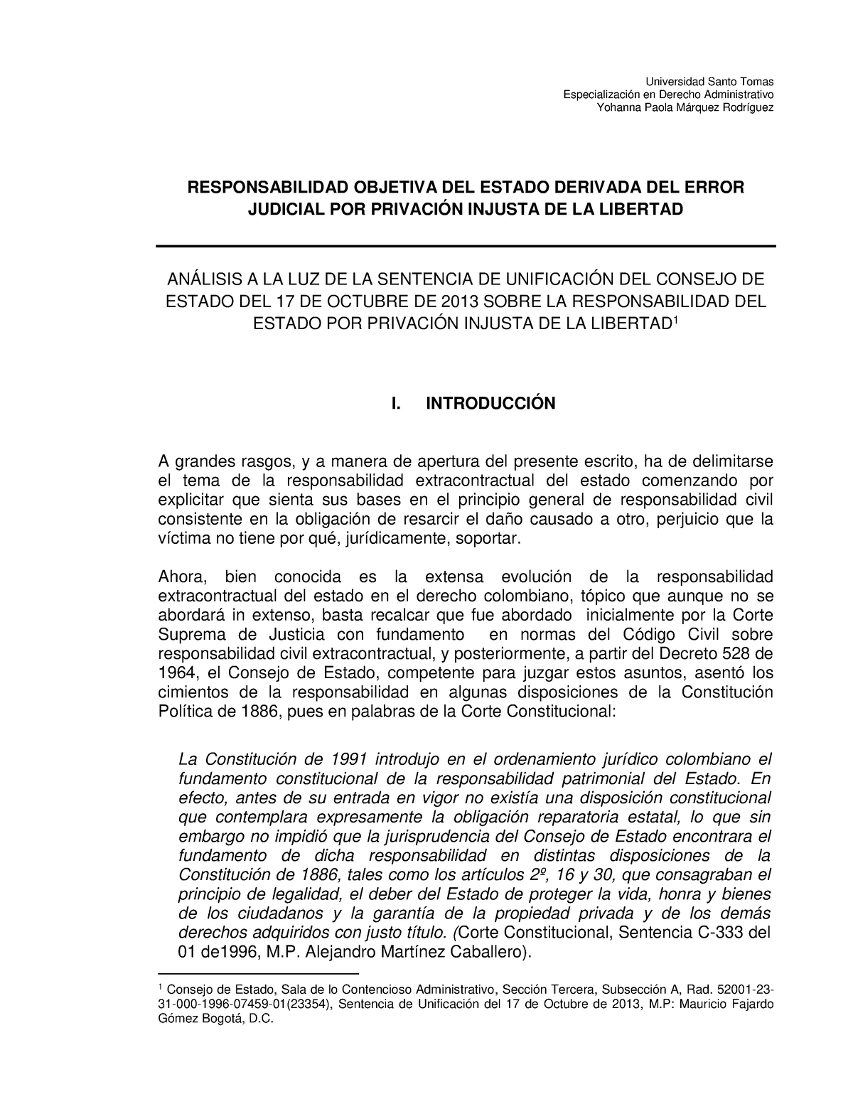 Responsabilidad Objetiva Del Estado Especialización En Derecho