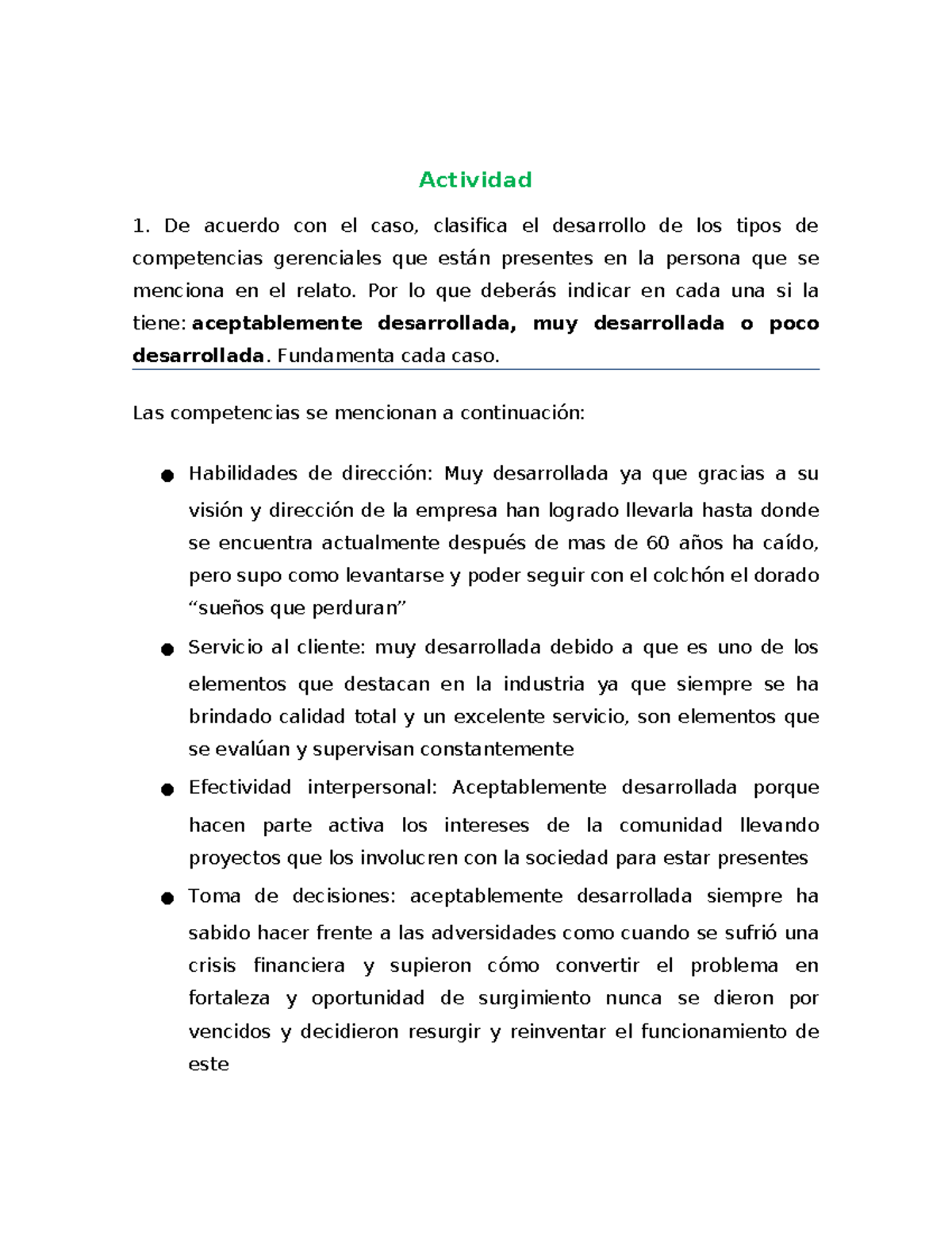 Competencias Gerenciales Tarea - Actividad 1. De Acuerdo Con El Caso ...