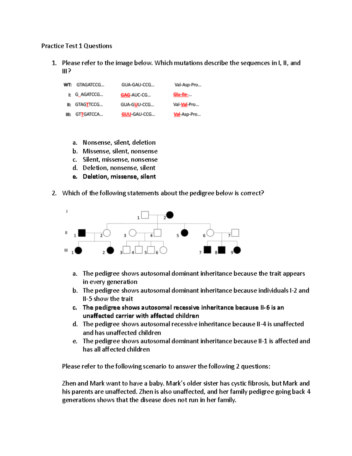 Practice Test 1 Questions - answer key - Practice Test 1 Questions ...