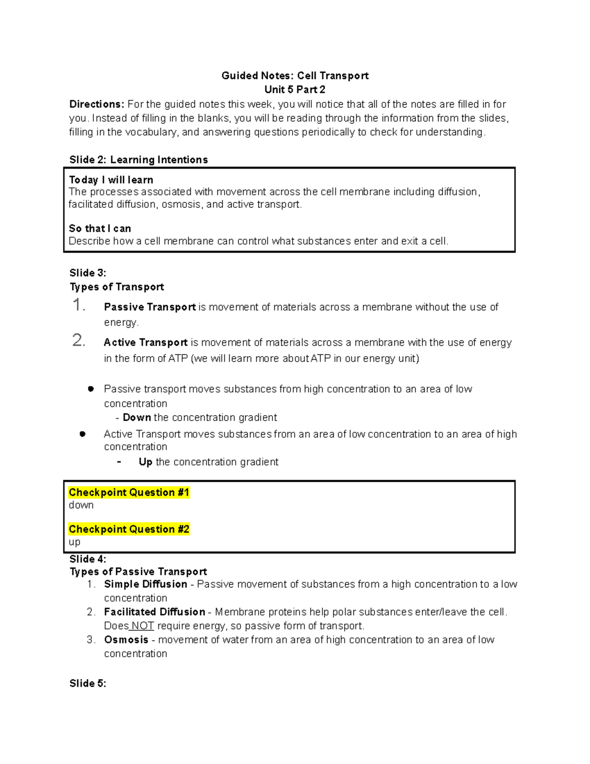 4- Assignment 3 Biology Guided Notes Part 2-2 - Guided Notes: Cell ...