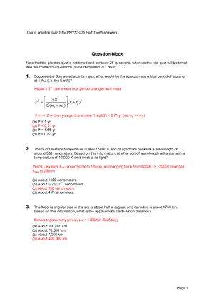 A1 2019 - First astro assignment - Assignment 1 For the following ...