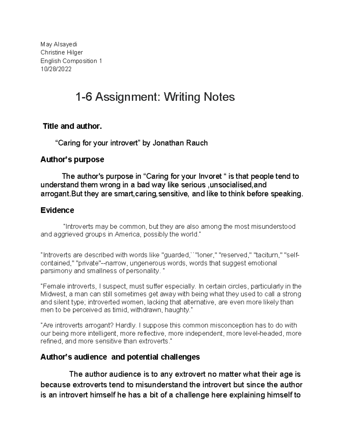 1 6 assignment writing notes rethinking work