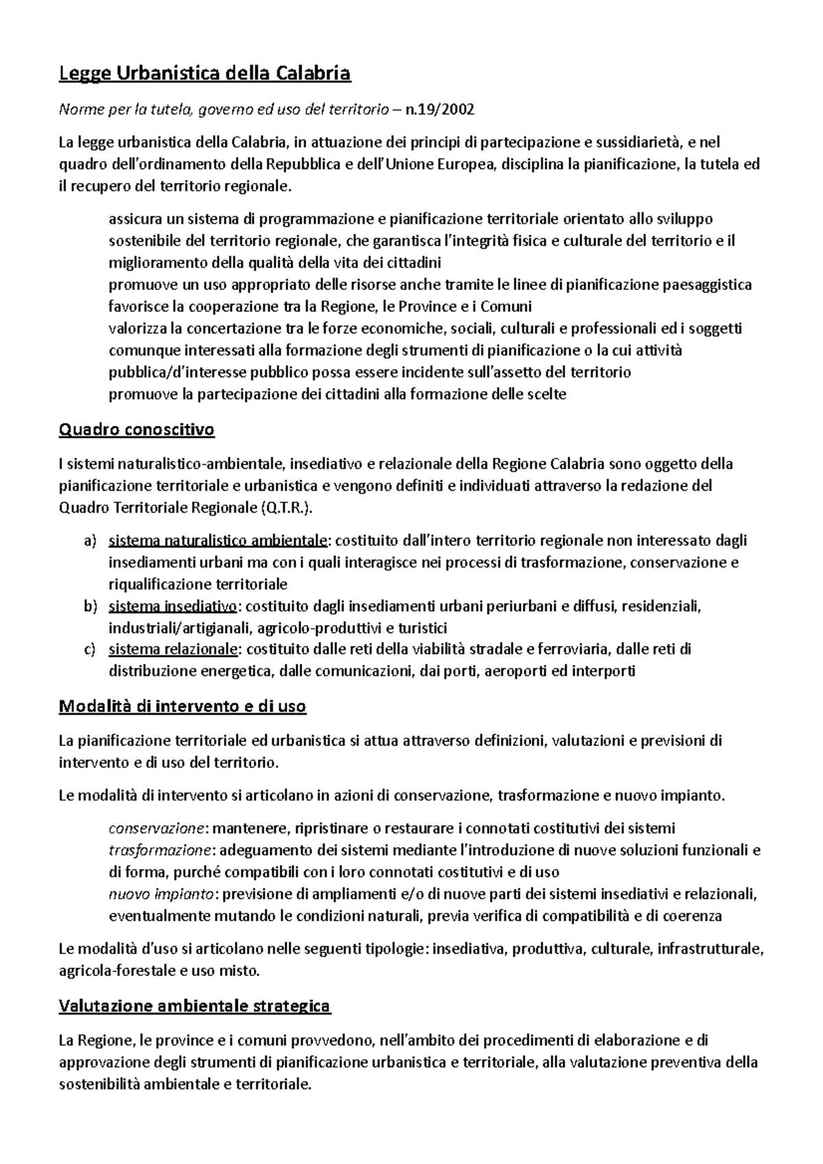 Legge Urbanistica Calabria Legge Urbanistica della