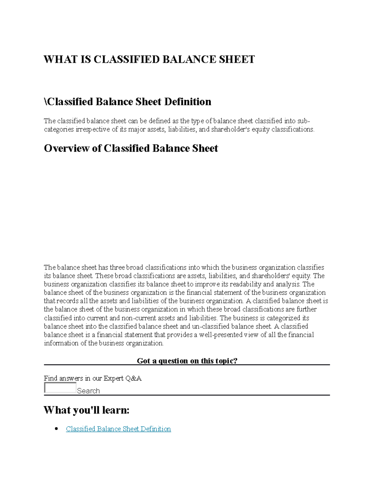 Balance Sheet What It Shows