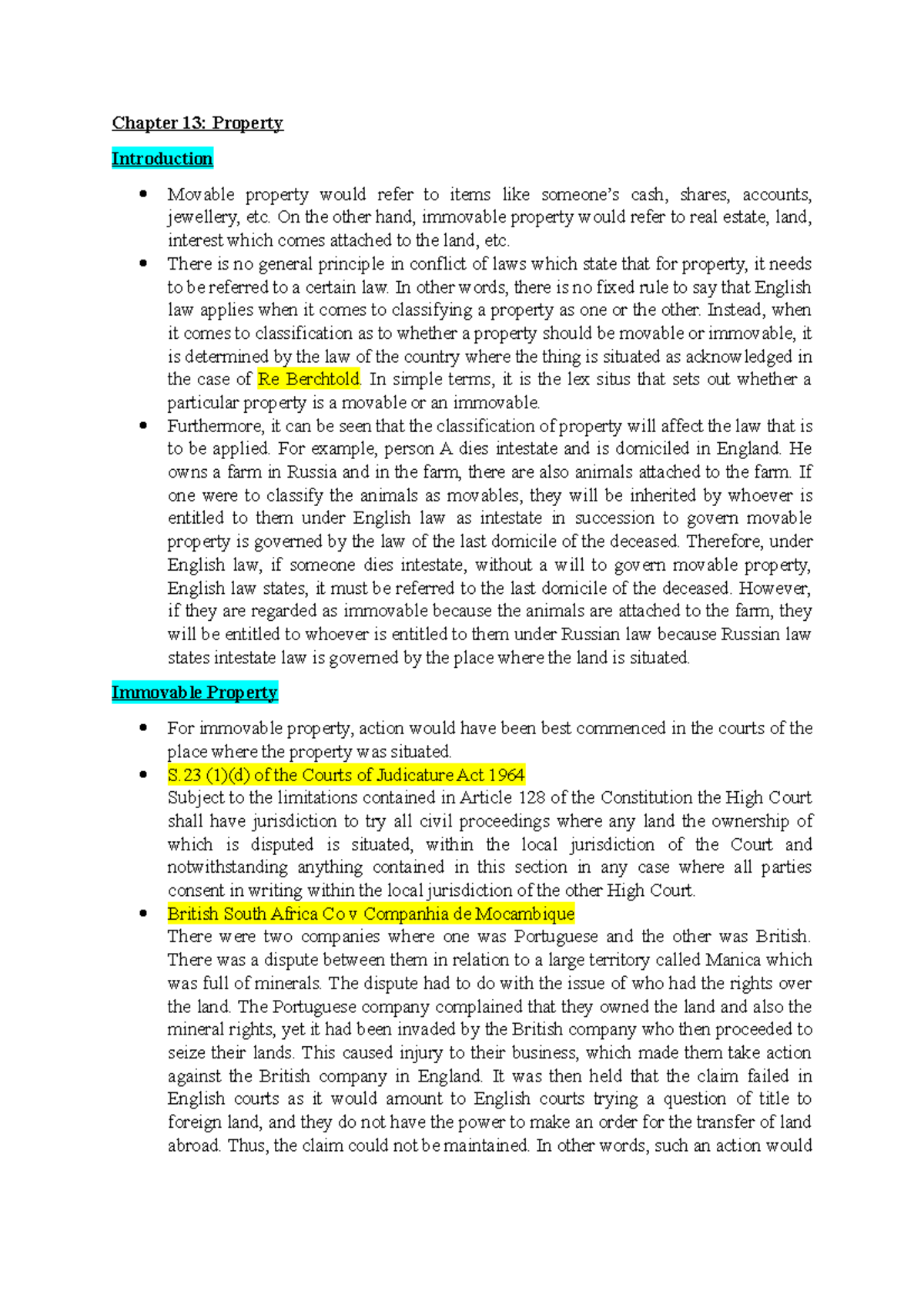 Chapter 13 Property (Conflict of Laws) Chapter 13 Property