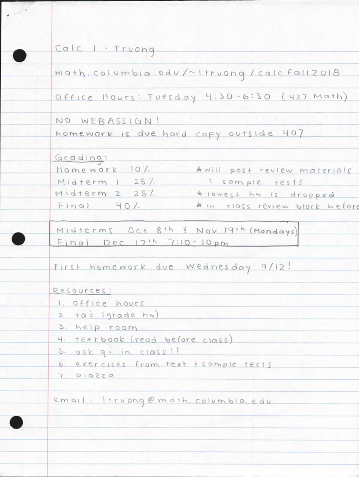 Notes for midterm 1 - Limits, Continuity, Derivatives, Tangent lines ...