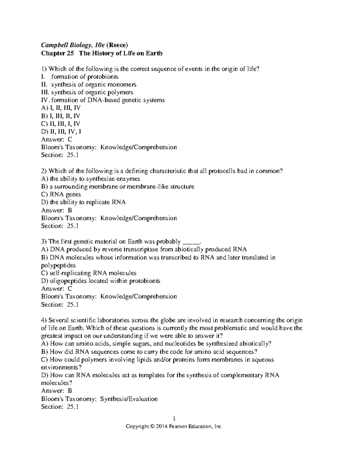 REEC2795 10 CBTG bio10 ch25 - 1 Campbell Biology, 10e (Reece) Chapter ...