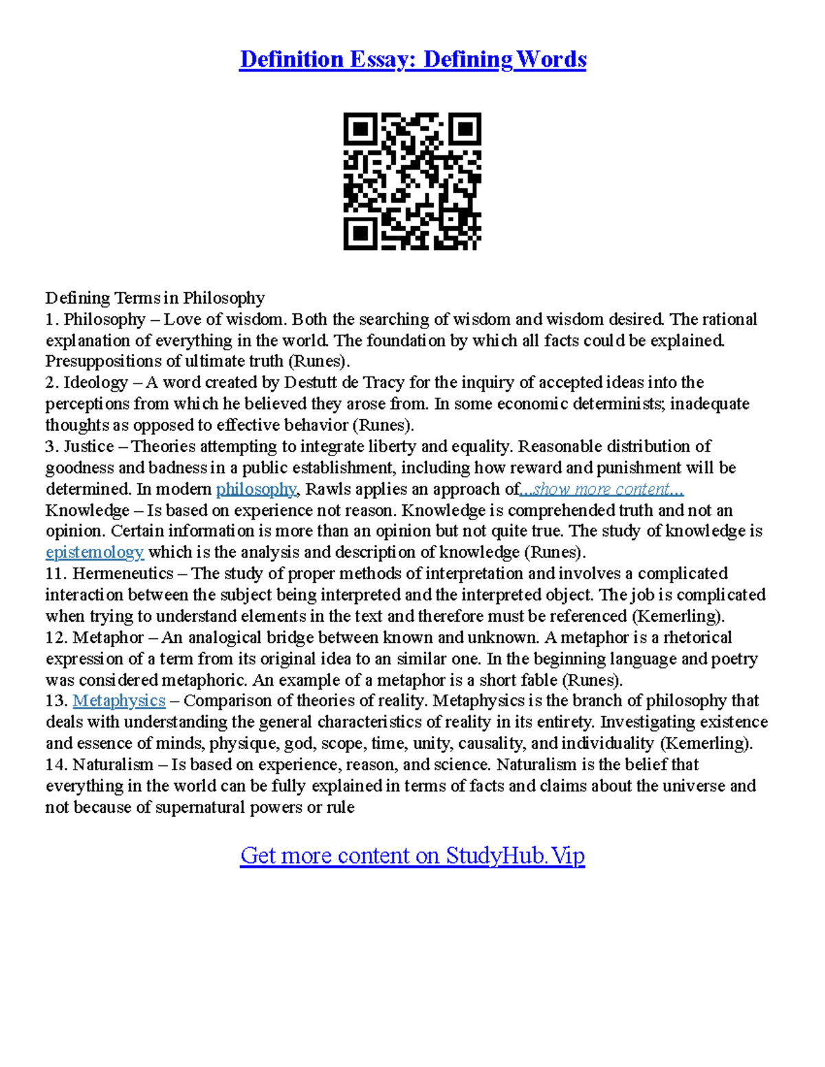Defining Essay Defining Essay - Definition Essay: Defining Words ...