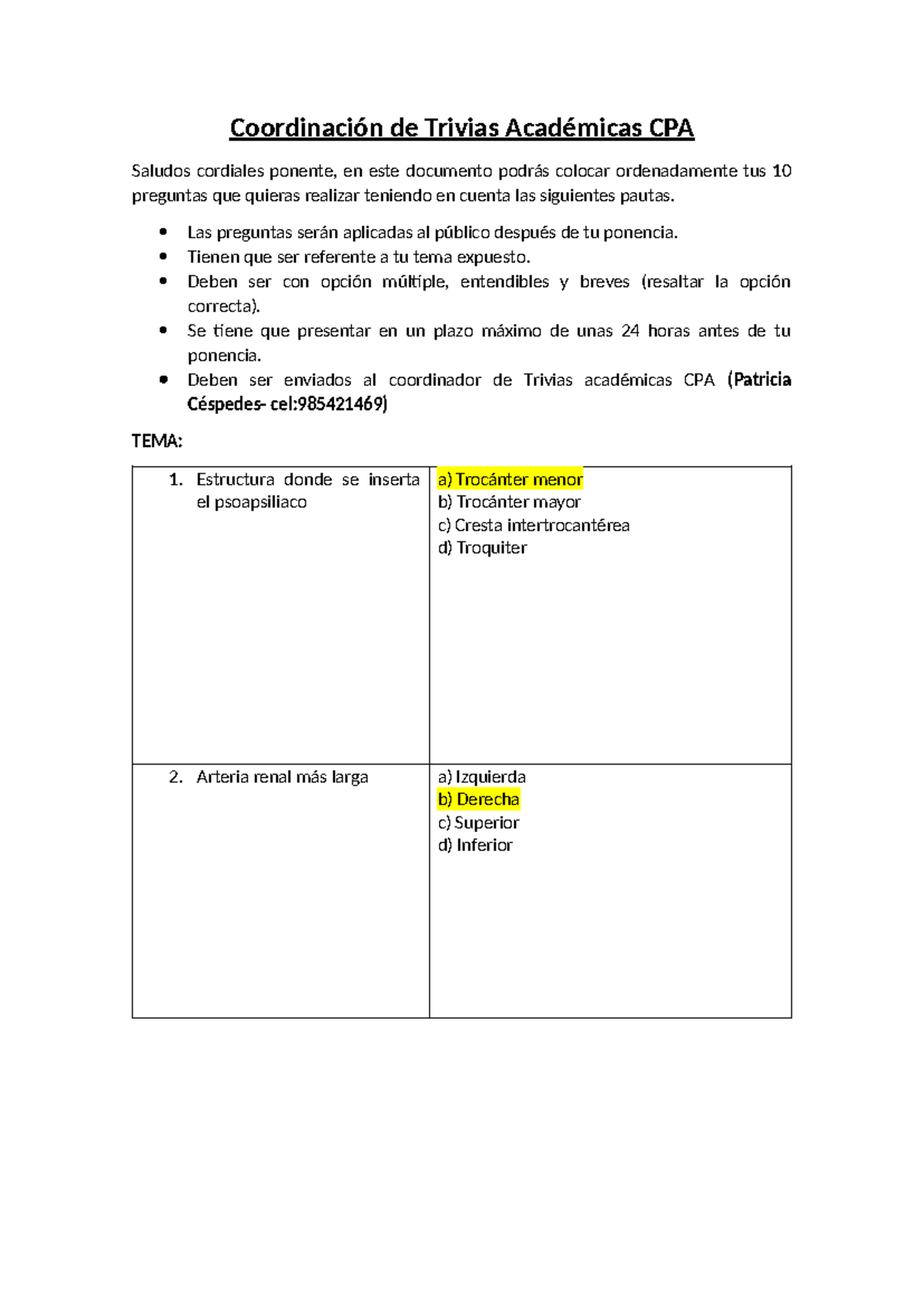 Coordinación de Trivias Académicas CPA 1 Marz - Coordinación de Trivias ...