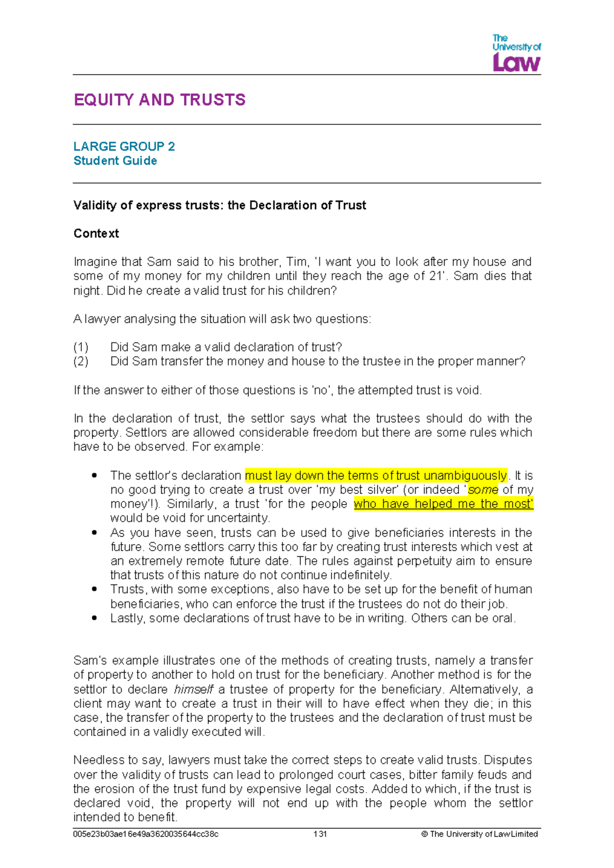 LG 2 - LG Unit 2 - Notes - EQUITY AND TRUSTS LARGE GROUP 2 Student ...