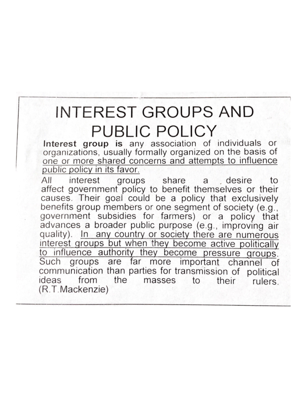Interest Groups and public policy - Public Policy And Administration In ...