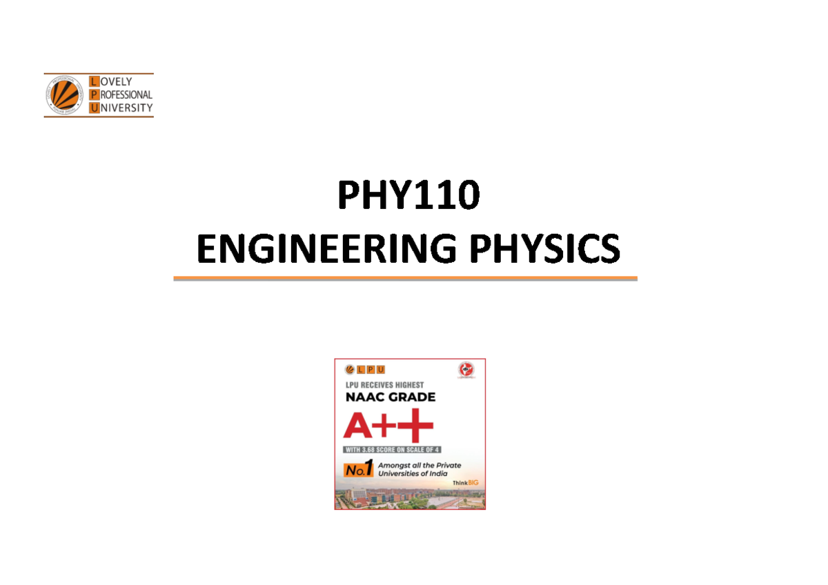 Zero Lecture - Nothing to say amul. - PHY ENGINEERING PHYSICS Zero ...