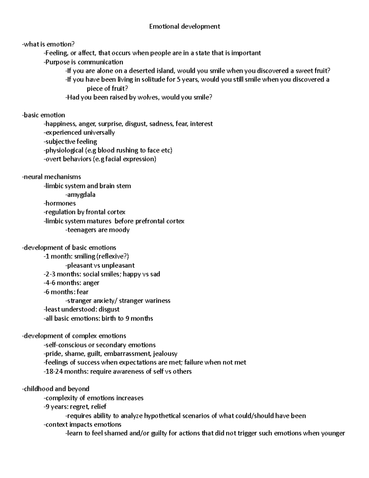 Psych 2AA3 emptional development chapter 10 - Emotional development ...